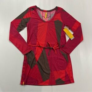 586. Lole Red and Brown Geometric Dress (S)